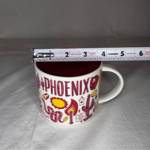 Starbucks Phoenix Ceramic Mug in White and Red with Yellow Accents - Picture 7 of 7